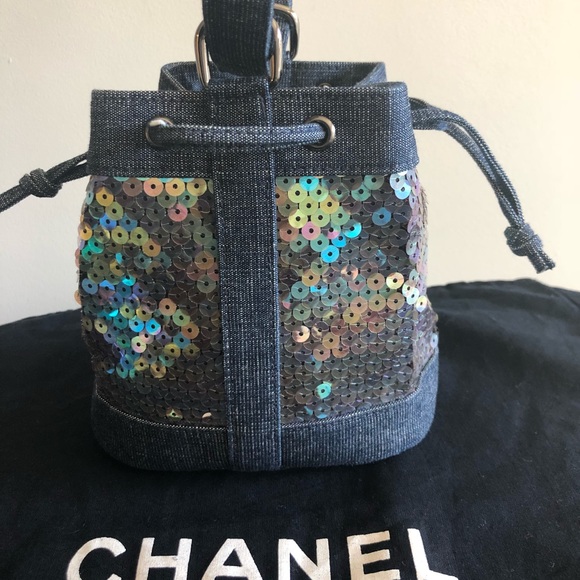 Rare Chanel handbag with sequence and denim - Picture 4 of 6